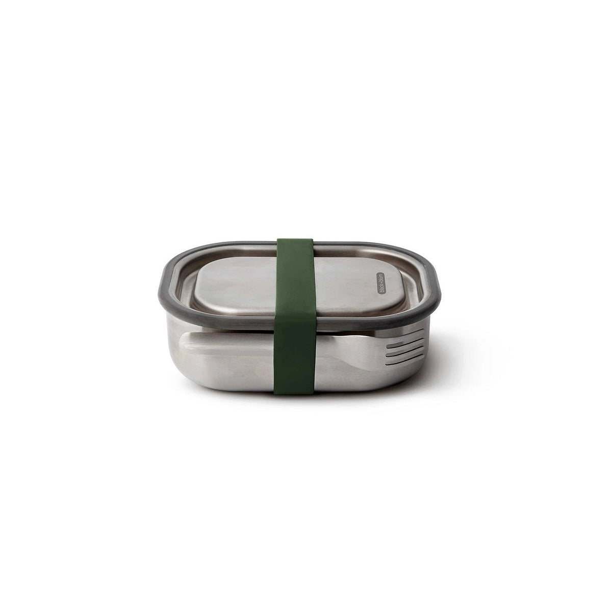 Black+Blum stainless steel snack box with fork 0,6 l, olive, BAM-SS-S010