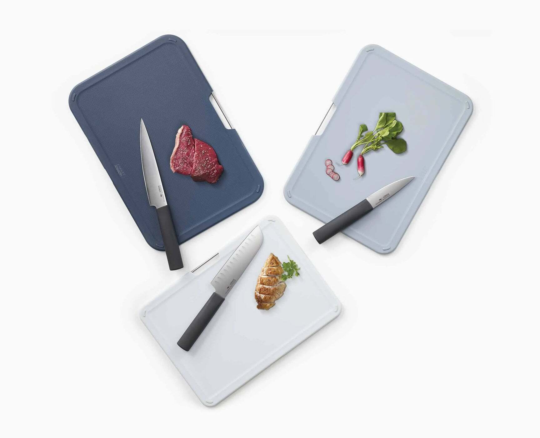 Joseph Joseph Nest Boards Plus Set of Cutting Boards with Knives, grey, 60194
