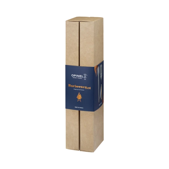 Opinel Barbecue knife set N°12 B, paring knife and barbecue tongs, 002733