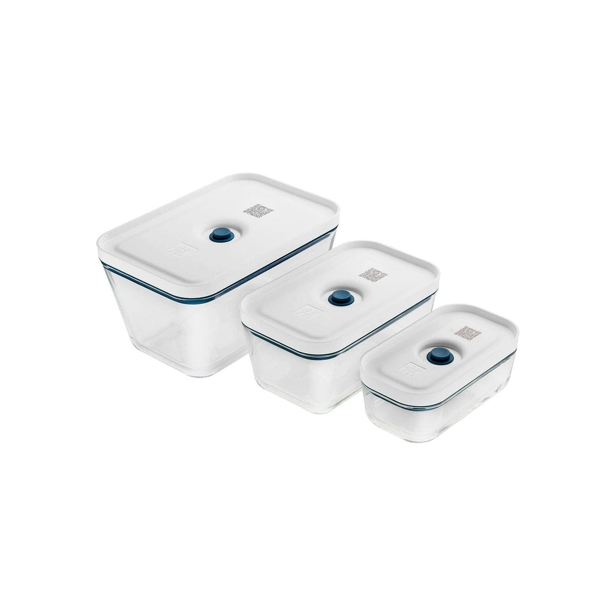 Zwilling Fresh & Save sada vakuovacích dóz na potraviny, skleněná, 3 ks, mořská modř, 1025985
