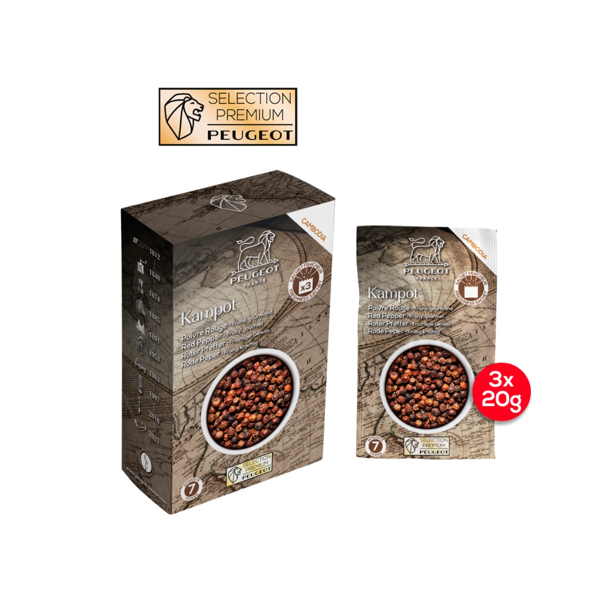 Peugeot Red Pepper Kampot Premium 3 x 20g, 42479